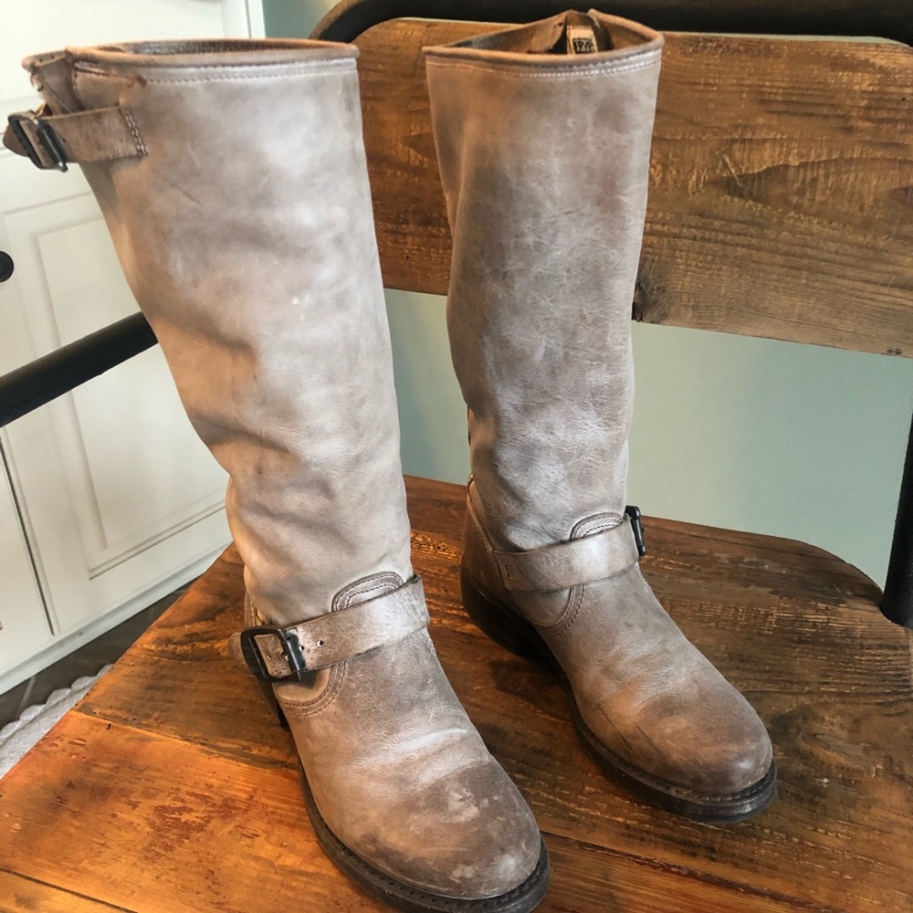 Women’s Tall Buckle Leather Boots - Taupe